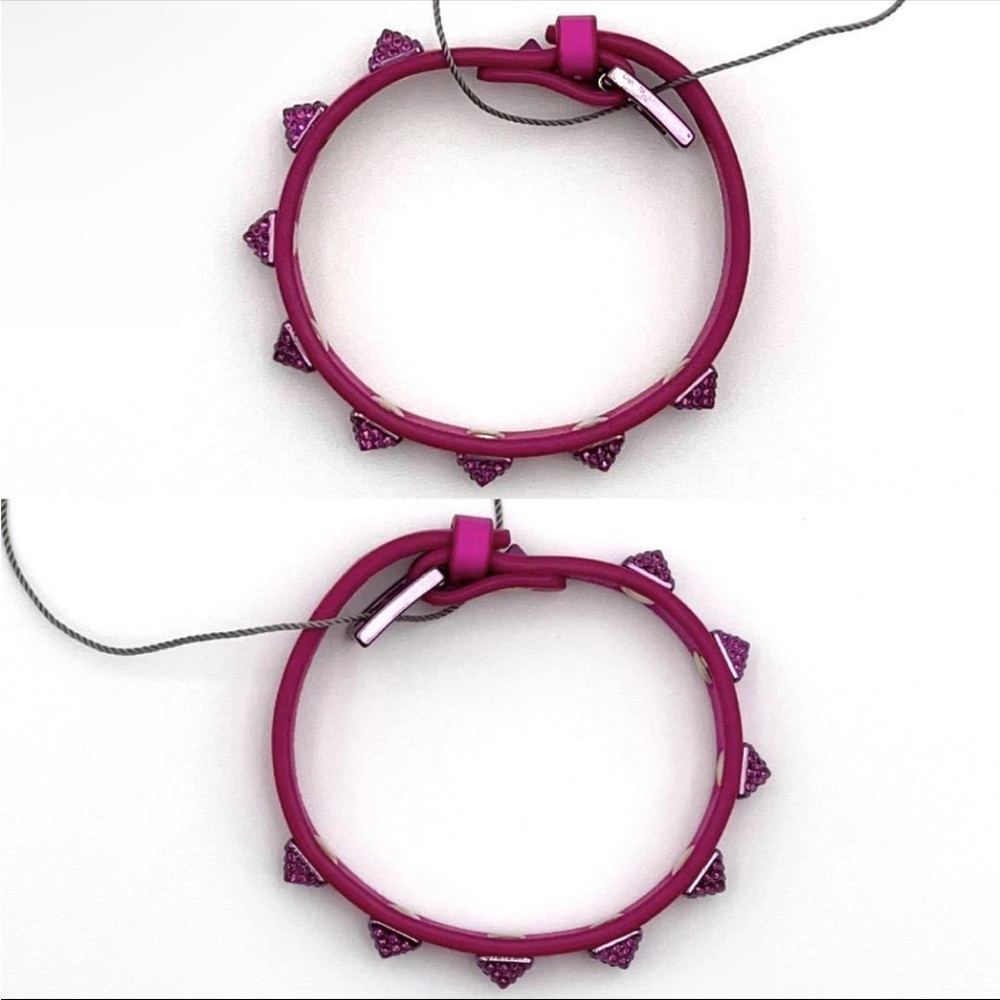 Valentino Garavani Pink Leather Crystal Rockstud Bracelet Limited Edition - Picture 3 of 7